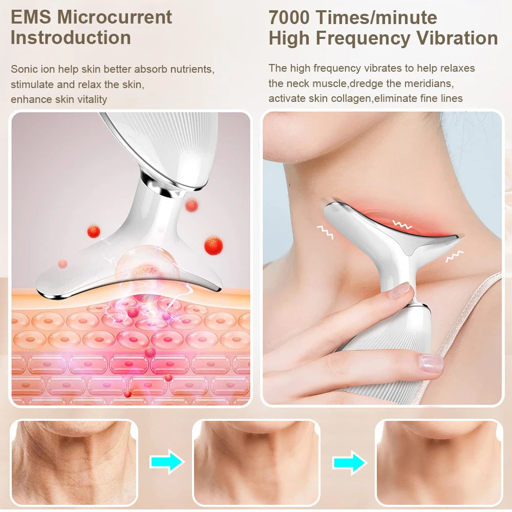 EMS Microcurrent Facial Massager – Anti-Aging, Red Light Therapy, Skin Tightening, Face & Neck Lifting