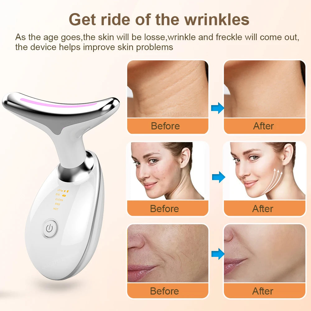 EMS Microcurrent Facial Massager – Anti-Aging, Red Light Therapy, Skin Tightening, Face & Neck Lifting