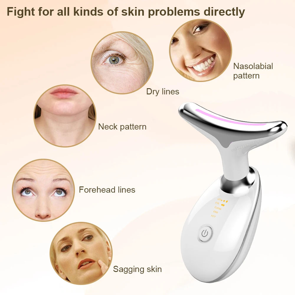 EMS Microcurrent Facial Massager – Anti-Aging, Red Light Therapy, Skin Tightening, Face & Neck Lifting