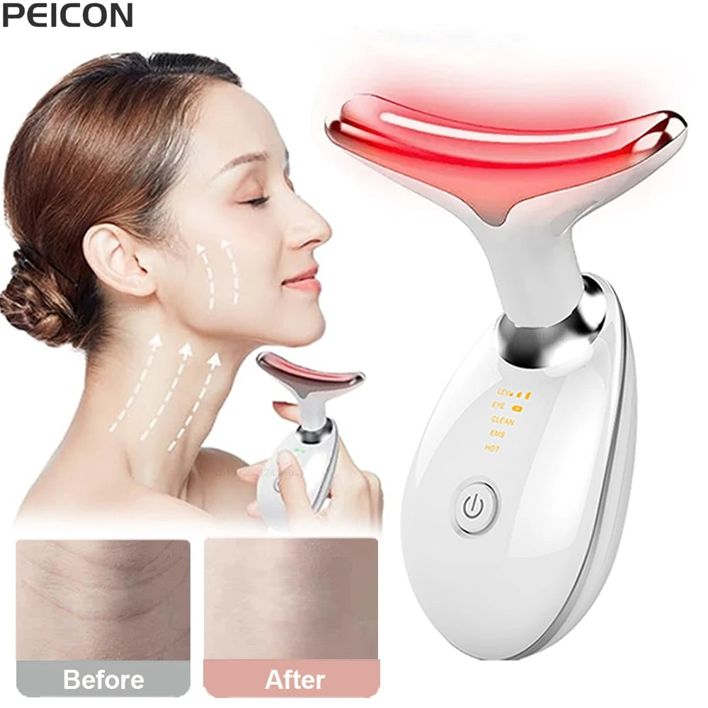 EMS Microcurrent Facial Massager – Anti-Aging, Red Light Therapy, Skin Tightening, Face & Neck Lifting